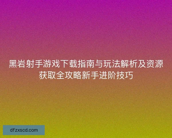 黑岩射手游戏下载指南与玩法解析及资源获取全攻略新手进阶技巧